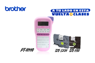Rotuladora PT-H110 Rosada + Cinta Textil + Cinta Adhesivo fuerte