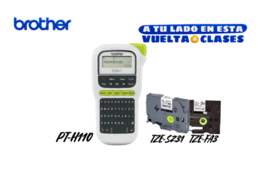 Pack Rotuladora Brother PT-H110 + cintas TZe-FA3 textil y TZe-S231 adhesivo fuerte